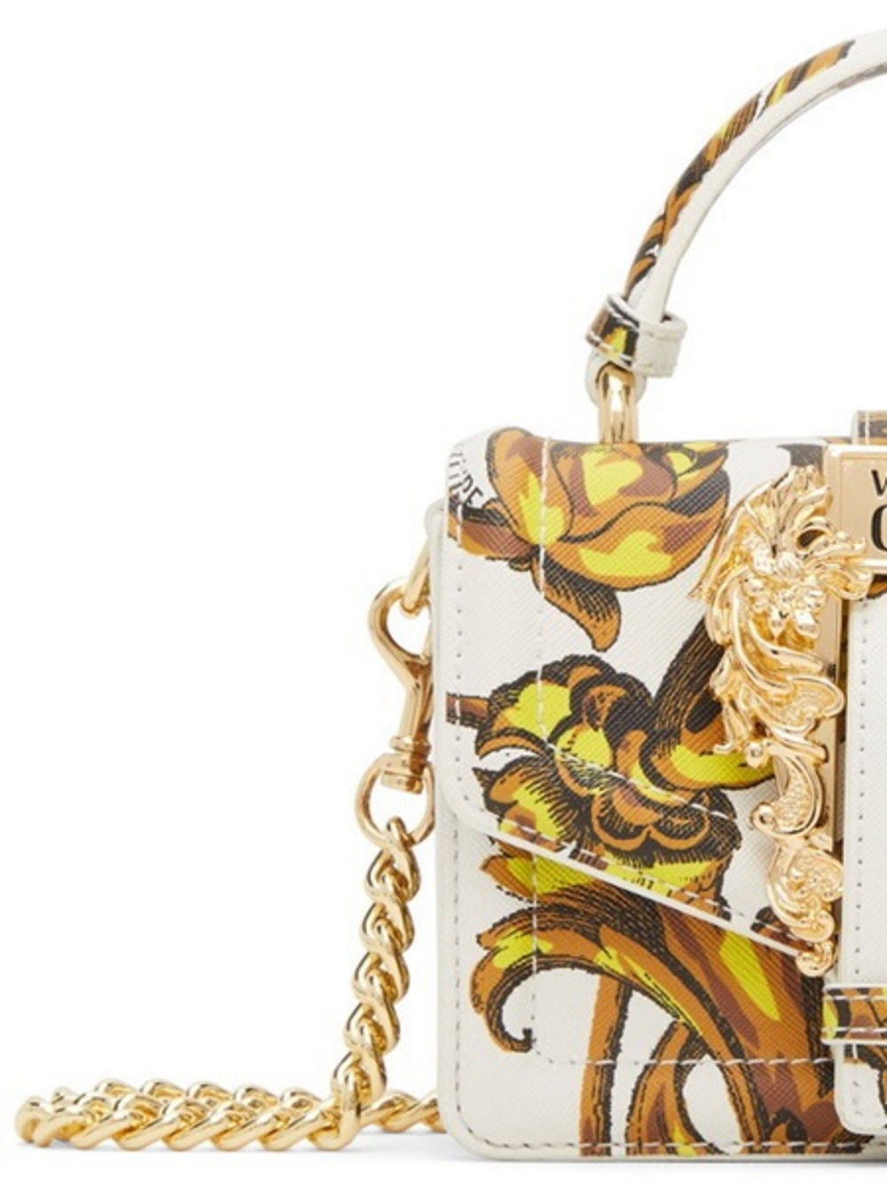 NWT Versace Jeans Collection mini White Baroque Print Satchel with Gold Hardware - Picture 3 of 5